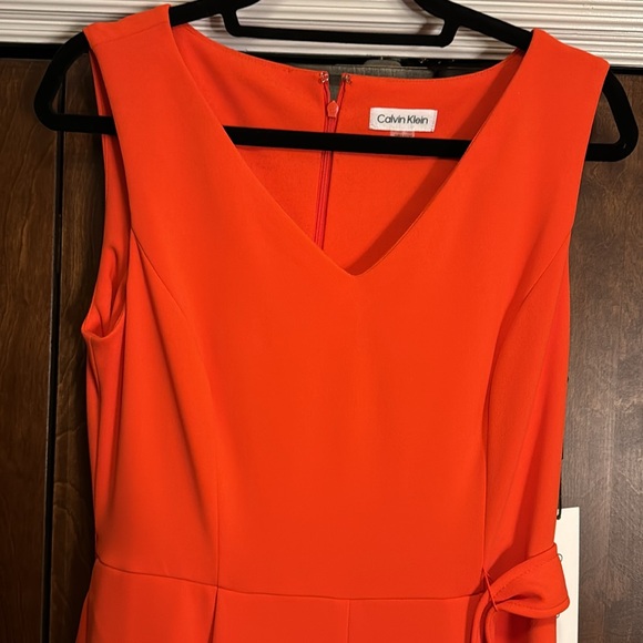 Calvin Klein Sleeveless Jumpsuit Size 8 Orange/Red poppy color - Picture 2 of 8